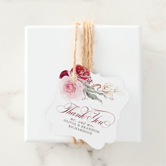 Burgundy Red Blume Elegant Boho Vielen Dank Geschenkanhänger (Beispiel)