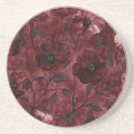 Burgundy Red Blume Getränkeuntersetzer