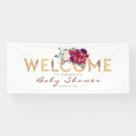 Burgundy Red Blume Gold Typografie Kinderdusche Banner