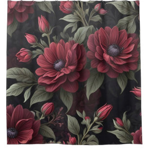 Burgundy Red Blume Gothic Duschvorhang