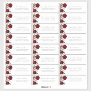 Burgundy Red Blume Guest Name Labels