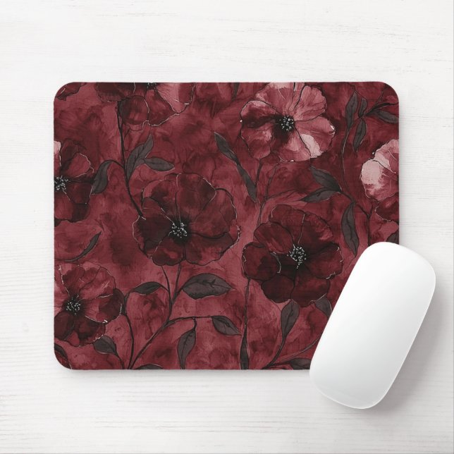 Burgundy Red Blume Mousepad (Mit Mouse)