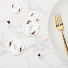 Burgundy Red Blume, Rosa Blume, Babydusche Konfetti