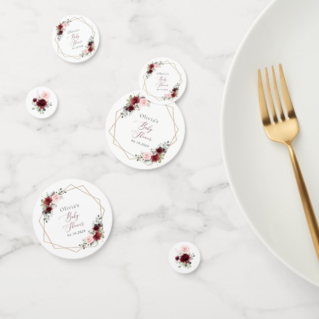 Burgundy Red Blume, Rosa Blume, Babydusche Konfetti (Gruppe)