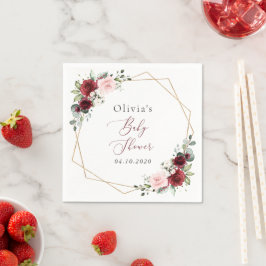 Burgundy Red Blume, Rosa Blume, Babydusche Serviette