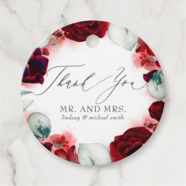 Burgundy Red Blume Wedding Danke Geschenkanhänger