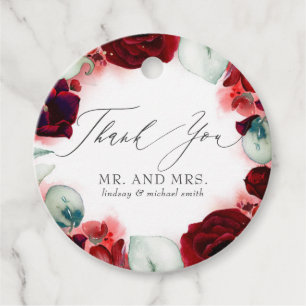 Burgundy Red Blume Wedding Danke Geschenkanhänger