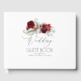 Burgundy Red Blume Wedding Guest Book Gästebuch