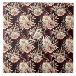 Burgundy Red Blush Floral Wedding Fliese