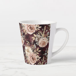 Burgundy Red Blush Floral Wedding Milchtasse