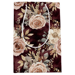 Burgundy Red Blush Floral Wedding Mittlere Geschenktüte
