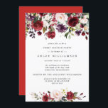 Burgundy Red Blush Pink Floral 16 . Geburtstag Par Einladung<br><div class="desc">Schöne und elegante 16 . Geburtstag Party Einladung. Burgunder Rot und Rosa Rosen sind in lila Blumen und Grün eingebettet. Sehr moderne Blumengrenzen. Der Text ist eine Kombination aus aufrechten und kursiven Schriftart. Einfach anzupassen. Die Rückseite der Party Einladung ist echt Herbstrot. Sie können den Schriftart, die Größe und Farbe...</div>