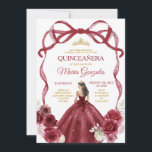 Burgundy Red Bow Princess Gold Crown Quinceañera Einladung<br><div class="desc">EDITABLE Burgundy Red Bow Princess Gold Crown Quinceañera Einladung Elegant Burgundy Rote Floral Prinzessinnen Kostüme Quinceañera Girl Birthday Einladen Gold Crown Mis Quince Anos,  15. Geburtstagsparty</div>