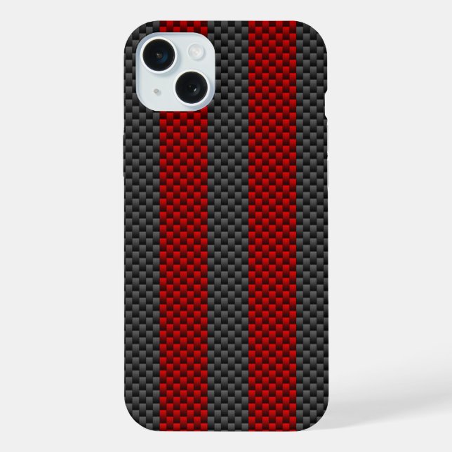 Burgundy Red Carbon Fibre Racing Stripes iPhone Hülle (Rückseite)