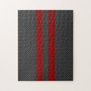 Burgundy Red Carbon Fibre Racing Stripes Puzzle