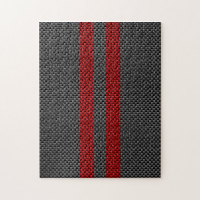 Burgundy Red Carbon Fibre Racing Stripes Puzzle (Vertikal)
