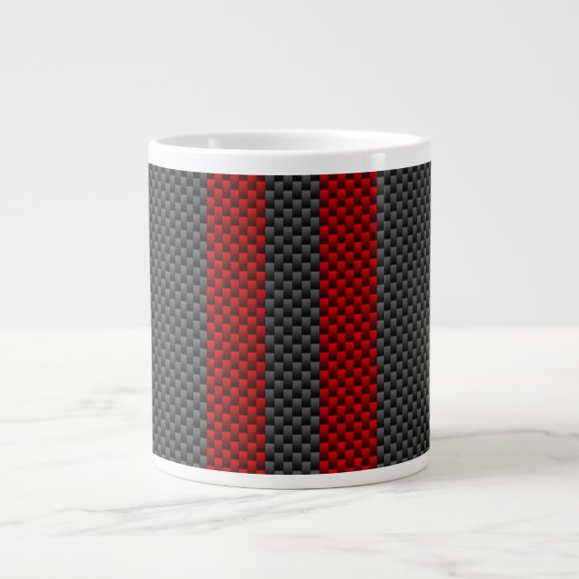 Burgundy Red Carbon Fibre Style Streifen Jumbo-Tasse (Vorderseite)