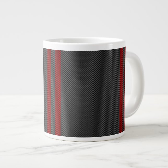 Burgundy Red Carbon Fibre Style Streifen Jumbo-Tasse (Vorderseite Rechts)