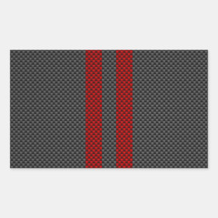 Burgundy Red Carbon Fibre wie Rennstreifen Rechteckiger Aufkleber