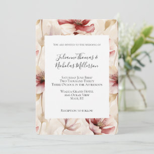 Burgundy Red Cream Floral Wedding Einladung
