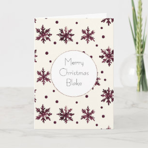 Burgundy Red Cream Snowflakes Weihnachten Karte