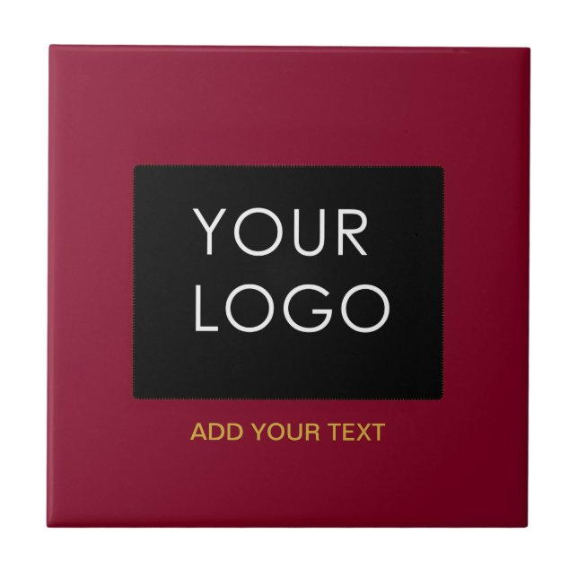 Burgundy Red Customizable Business Add Your Logo Fliese (Vorderseite)