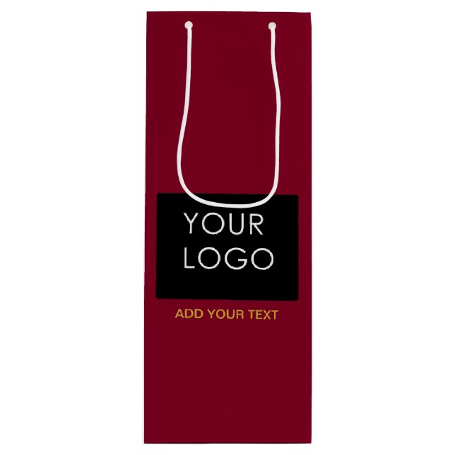Burgundy Red Customizable Business Add Your Logo Geschenktüte Für Weinflaschen (Vorderseite)