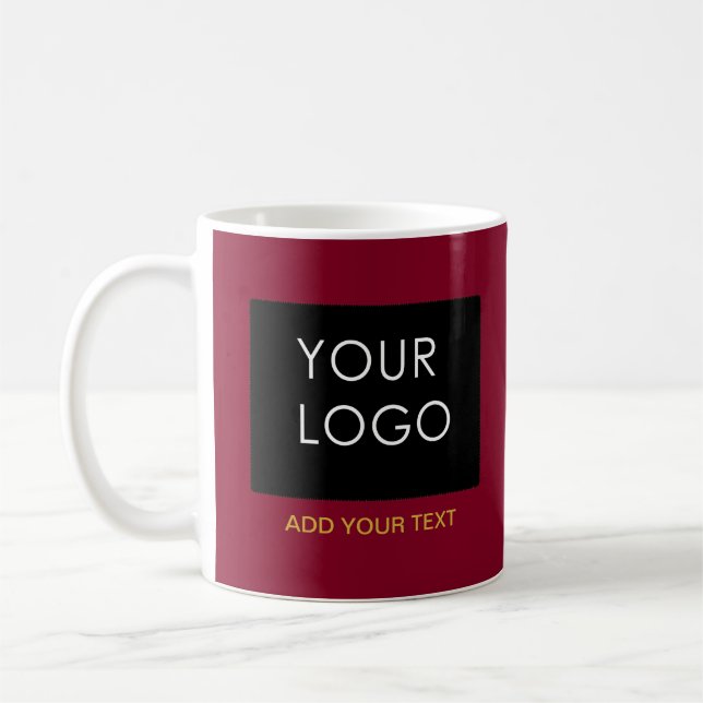 Burgundy Red Customizable Business Add Your Logo Kaffeetasse (Links)
