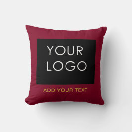 Burgundy Red Customizable Business Add Your Logo Kissen