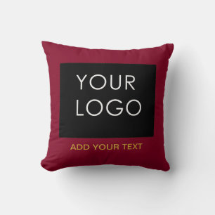 Burgundy Red Customizable Business Add Your Logo Kissen