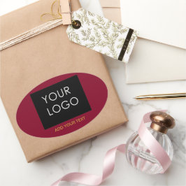 Burgundy Red Customizable Business Add Your Logo Ovaler Aufkleber