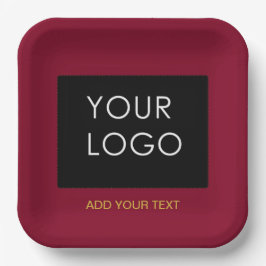 Burgundy Red Customizable Business Add Your Logo Pappteller
