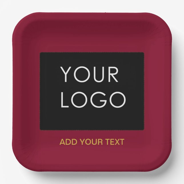 Burgundy Red Customizable Business Add Your Logo Pappteller (Vorderseite)