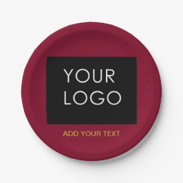 Burgundy Red Customizable Business Add Your Logo Pappteller