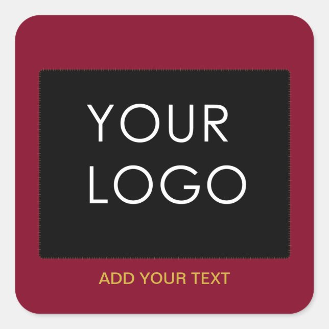 Burgundy Red Customizable Business Add Your Logo Quadratischer Aufkleber (Vorderseite)