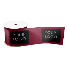 Burgundy Red Customizable Business Add Your Logo Satinband
