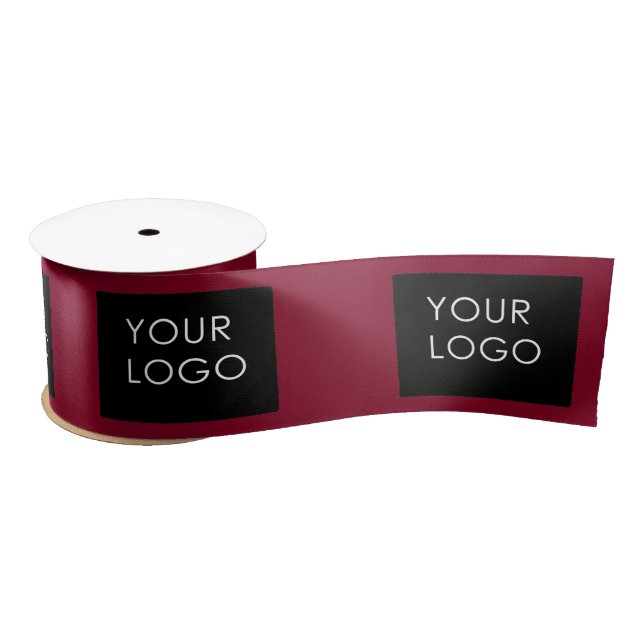 Burgundy Red Customizable Business Add Your Logo Satinband (Spule)