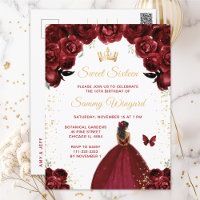 Burgundy Red Dark Skin Princess 16 . Geburtstag