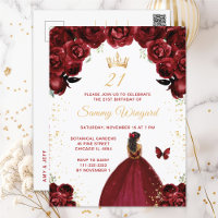 Burgundy Red Dark Skin Princess Birthday Party