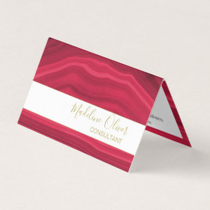Burgundy Red Elegant Agate Modern Jewel Stilvoll Visitenkarten