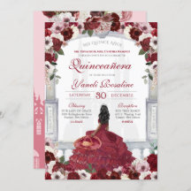 Burgundy Red Elegant Charro Princess Quinceanera