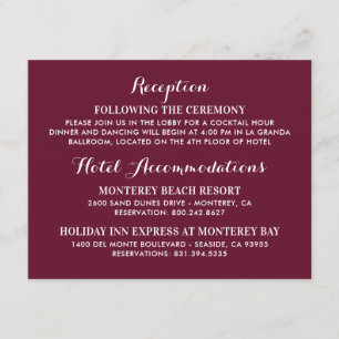 Burgundy Red Elegant Hochzeitsinformationen Begleitkarte