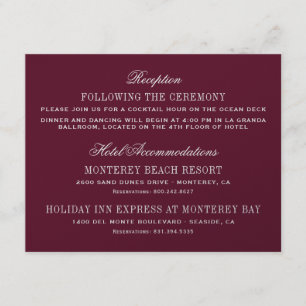 Burgundy Red Elegant Hochzeitsinformationen Begleitkarte