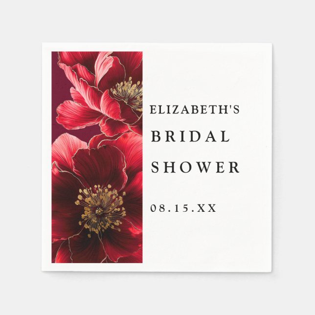 Burgundy Red Elegante Brautparty Napkins Serviette (Vorderseite)