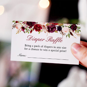 Burgundy Red Floral Baby Dusche Windeln Raffel