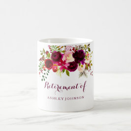 Burgundy Red Floral Boho Pensionierung Party Gesch Tasse