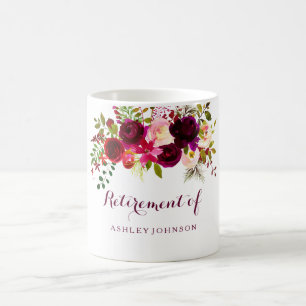 Burgundy Red Floral Boho Pensionierung Party Gesch Tasse