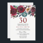 Burgundy Red Floral Elegant 30. Geburtstag Einladu Einladung<br><div class="desc">Burgundy Red Floral Elegant 30. Geburtstag Einladung - Kann Text und Farbe ändern,  wie Sie möchten. Handgemalte Blume für Wasserfarbensagen und Blumenmuster für Textsammlung Siehe unseren Nest- und Nestladen für die passende Kollektion</div>