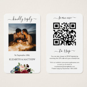 Burgundy Red Floral Foto QR Code Scannen Sie mich 