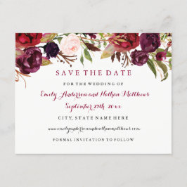 Burgundy Red Floral Hochzeit im Herbst Save the Da Date